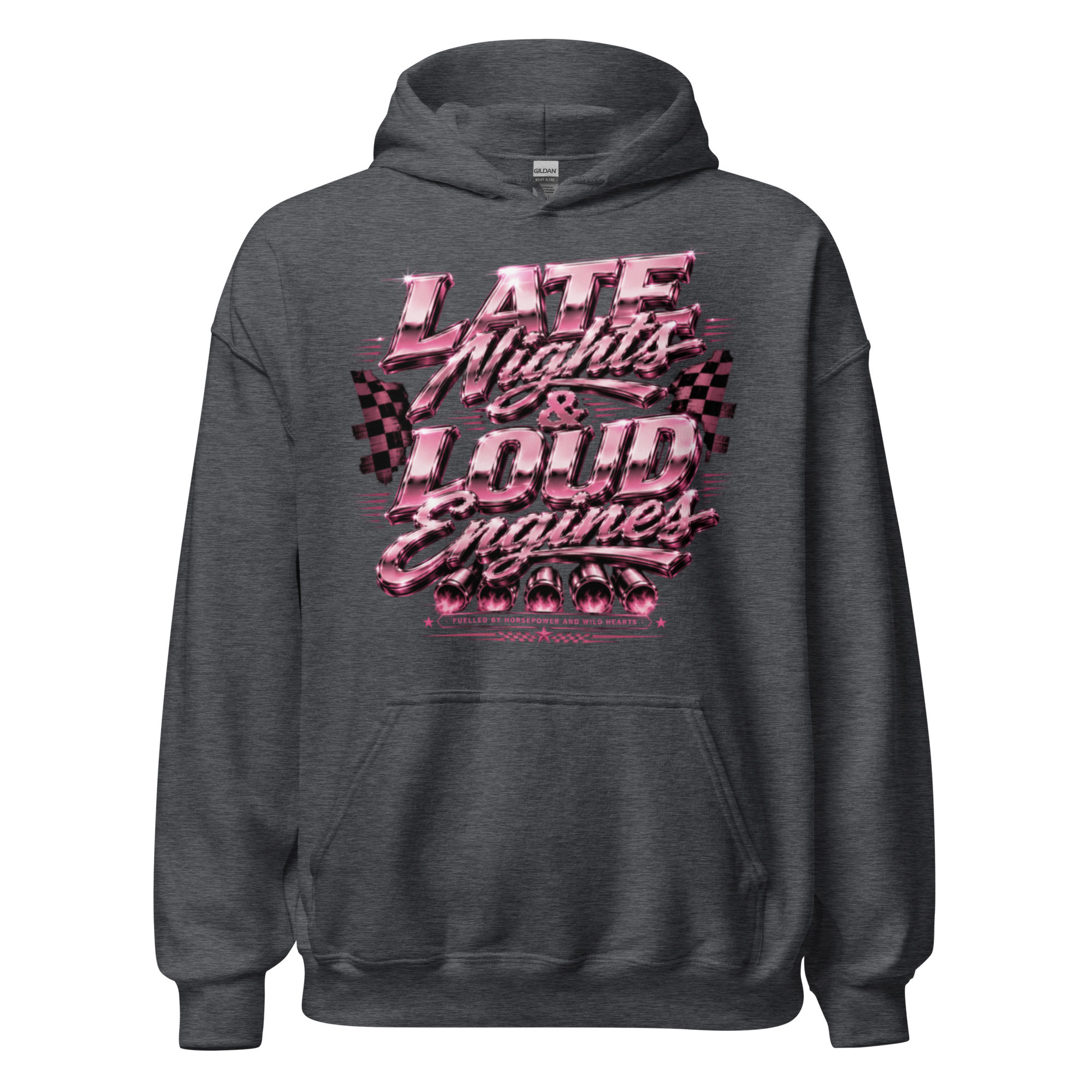 Chrome & Chaos Unisex Hoodie - Late Nights and Loud Engines