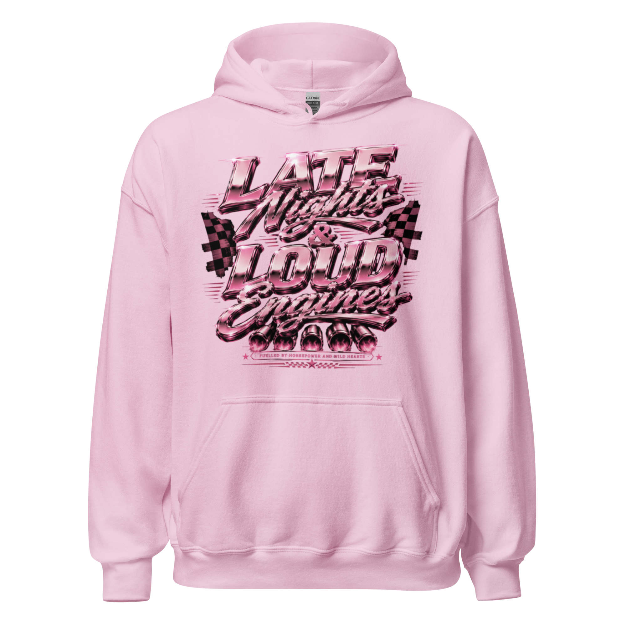 Chrome & Chaos Unisex Hoodie - Late Nights and Loud Engines