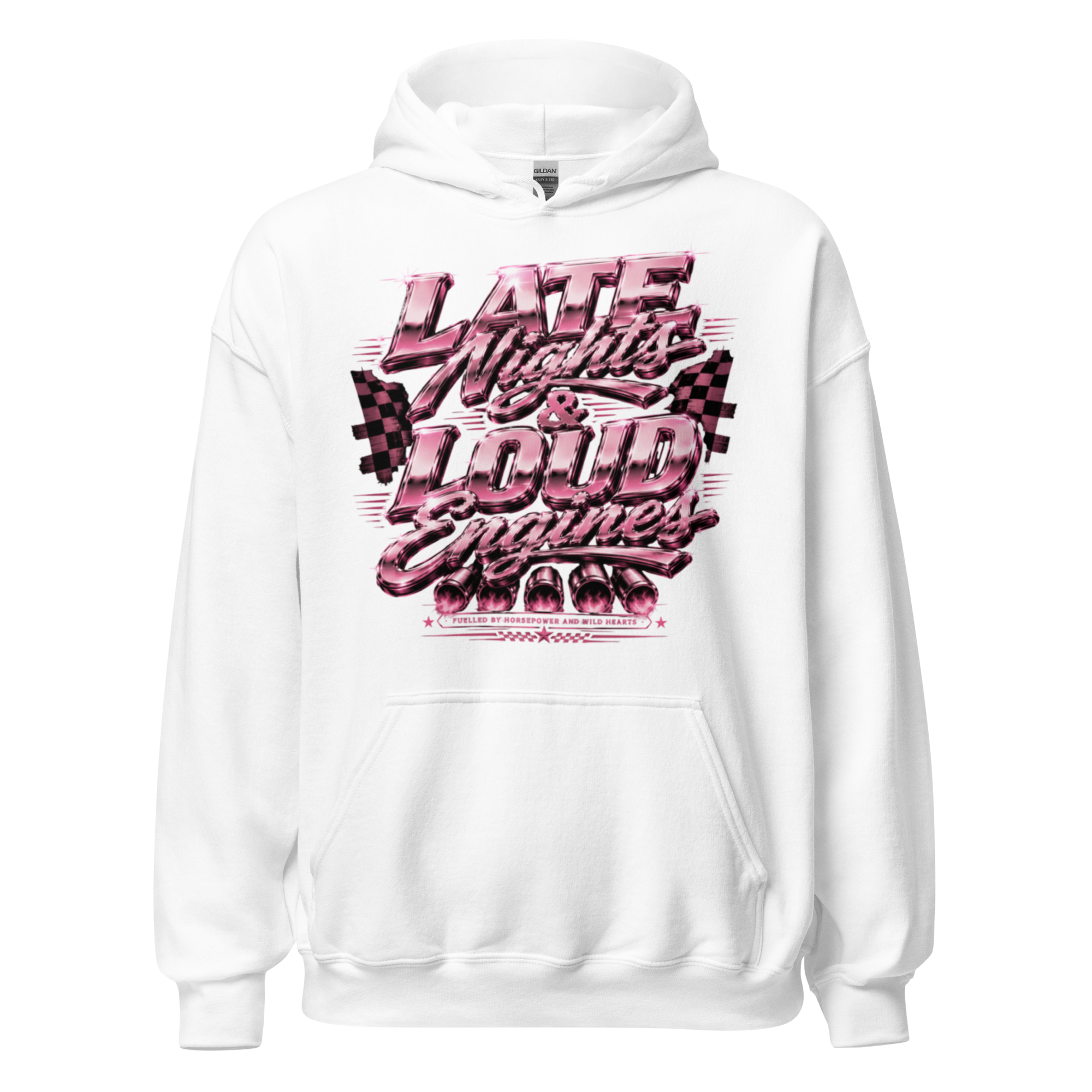 Chrome & Chaos Unisex Hoodie - Late Nights and Loud Engines